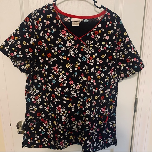 Scrub Star Top Size XL Black/Flowers Cherokee Purple Pants Woman Scrubs Size 2XL - Picture 1 of 9